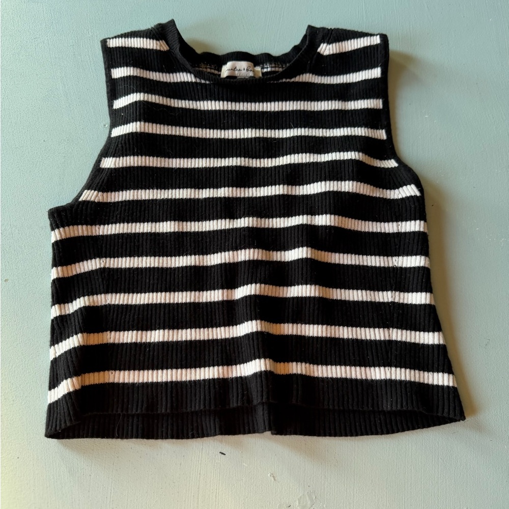 Black and White Striped Sleeveless Top